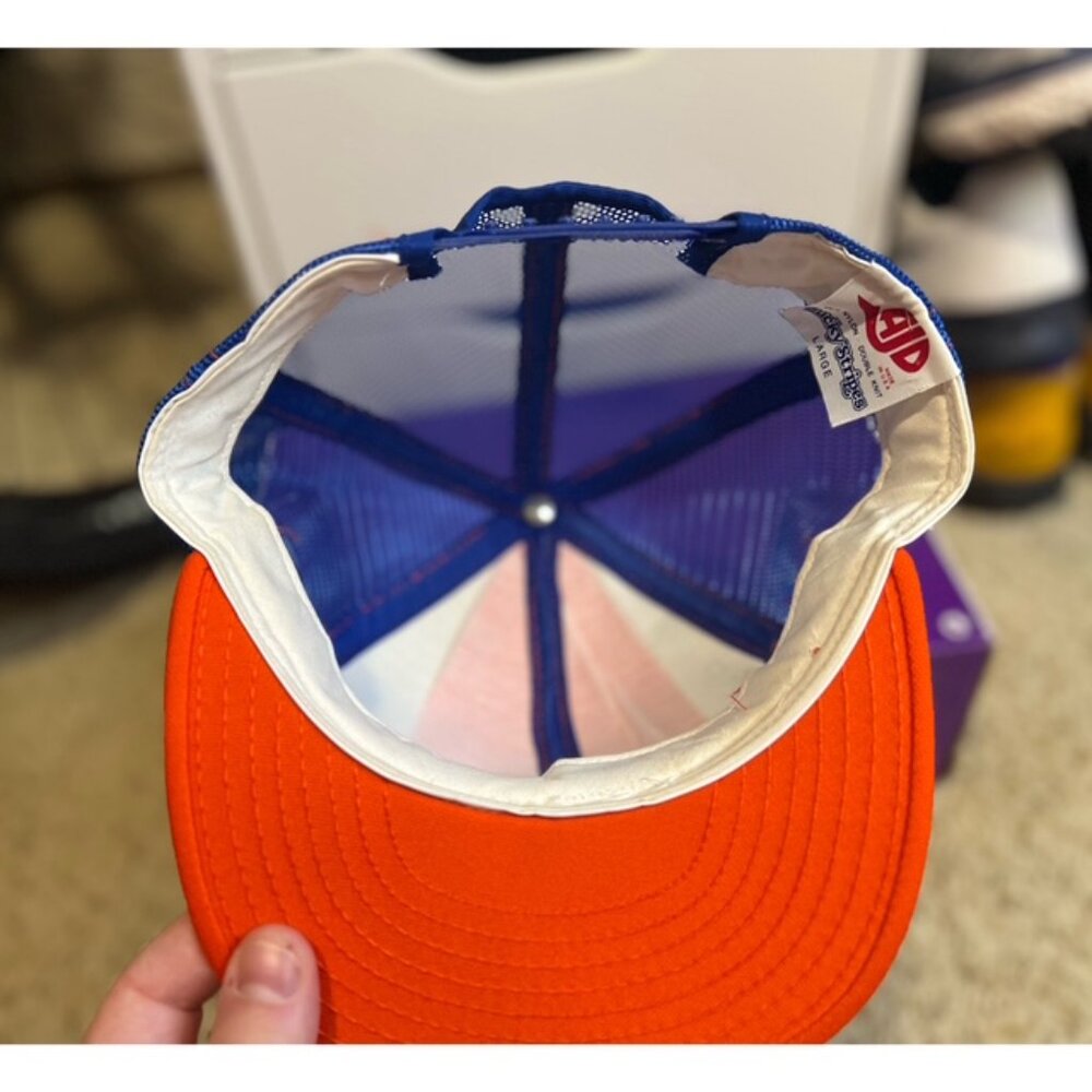 Denver Broncos Vintage AJD Lucky Stripe Orange Blue Snapback Cap Hat OSFM VTG - Picture 9 of 10